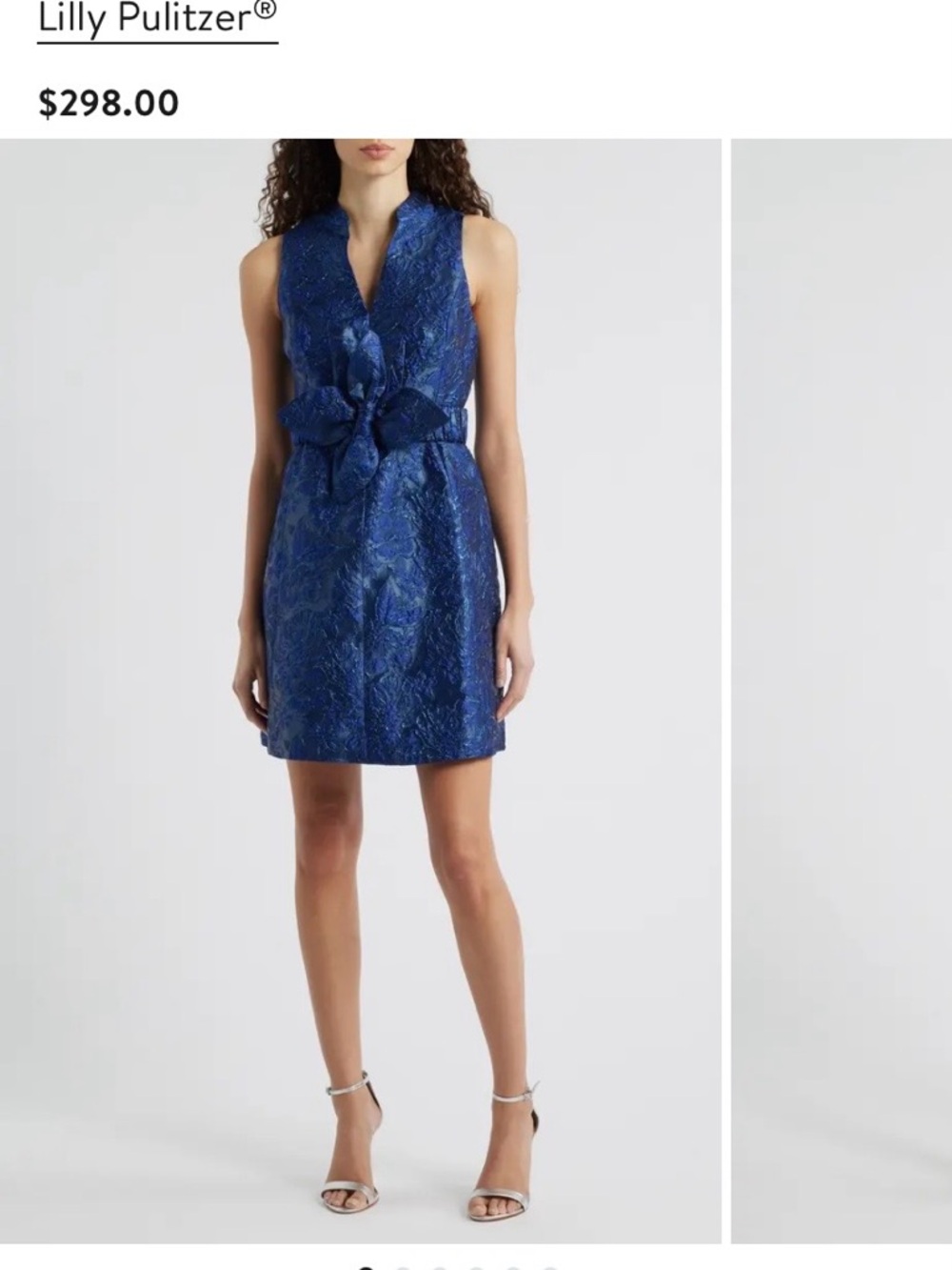 Lilly Pulitzer Blue Jacquard V-Neck Mini Dress with Bow